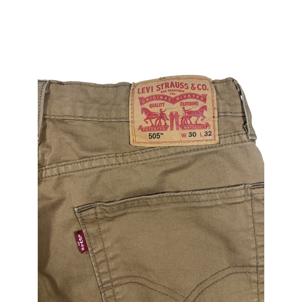 Levis 505 Regular Fit Pants Mens 30x32 Tan‎ Khaki Straight Leg Cotton Twill